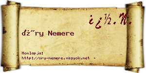 Őry Nemere névjegykártya